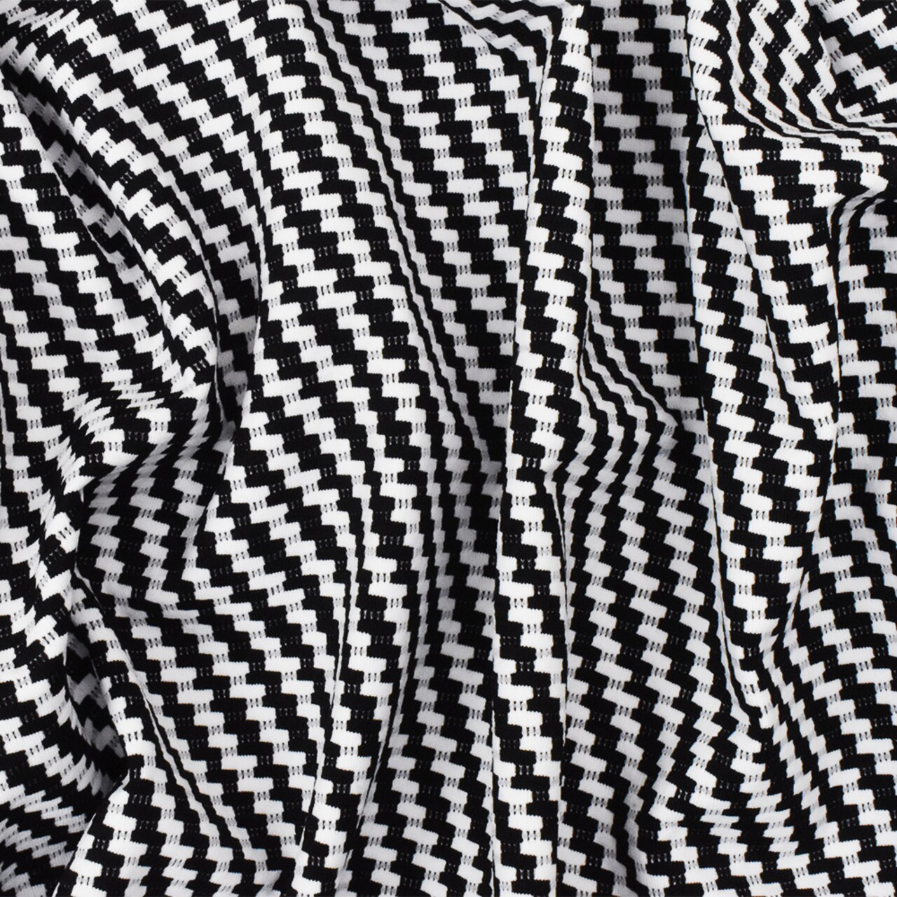 Black-White Famous Maker Twill Patterned Jacquard Activewear Knit Fabric By the Yard